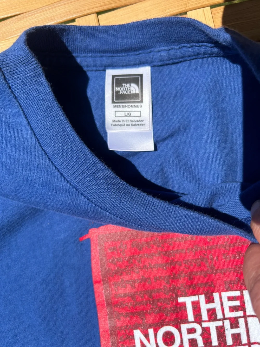 🔥3/$8- The North Face Blue Short Sleeve Tee with Red Logo
